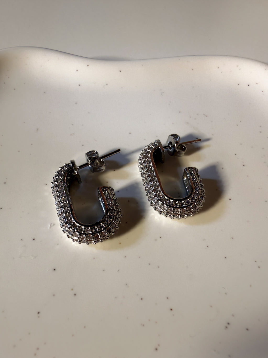 ORECCHINI BROKEN SQUARE BRILLANTINATI