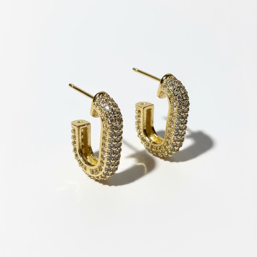 ORECCHINI BROKEN SQUARE BRILLANTINATI