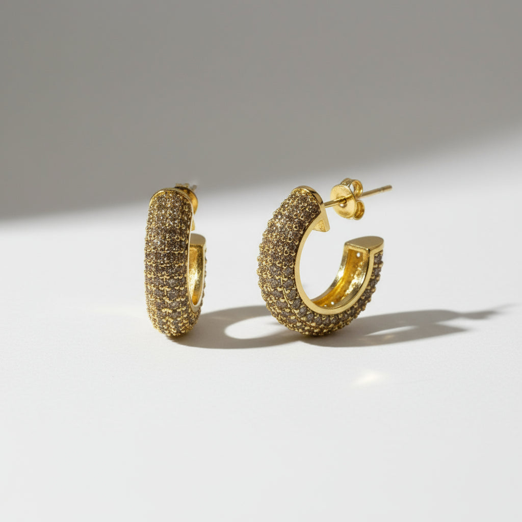 ORECCHINI SMALL CIRCLE BRILLANTINATI